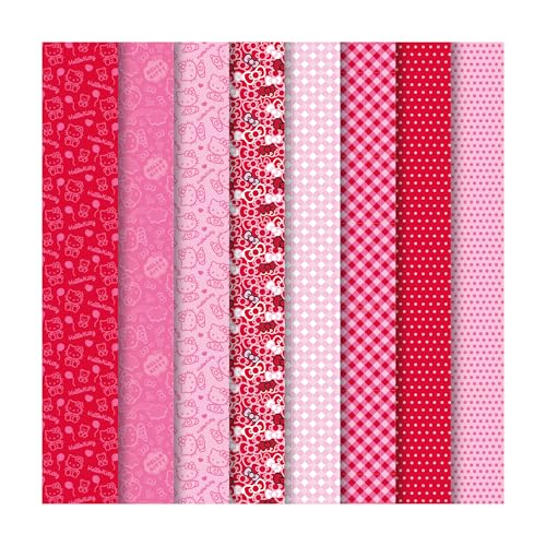 DYD Your Doll Arte Hello Kitty Telas Bonitas para Manualidades Kit Costura Vestidos Muñecas ca. 22 x 30 cm Patrones De Tela Fashion Design Dress, Poliéster, Multicolor