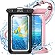 JETech Wasserdicht Handytasche, 2 Stück Hülle für iPhone 16e 16 15 14 13 Pro Max Plus, für Galaxy S25 S24 Ultra und Andere bis zu 7,2 Zoll, IPX8 Trockensack mit Umhängeband (Schwarz+Rosa)