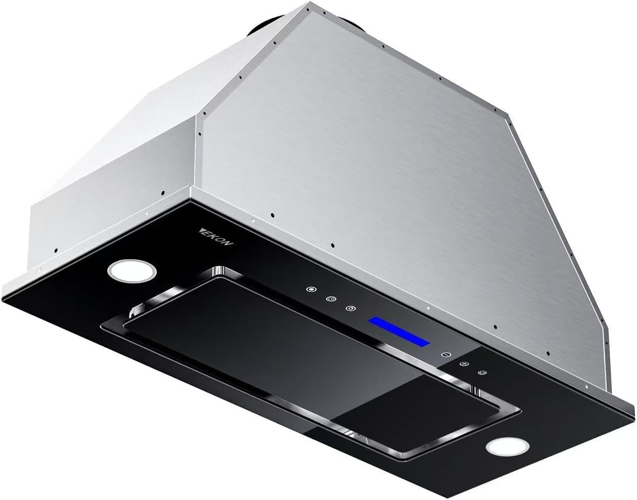 EKON New 30'' Built-in/Insert Range Hood, 900 CFM tempered glass with Touch Control, Ducted/Ductless Convertible, 2 Pcs Adjustable Lights
