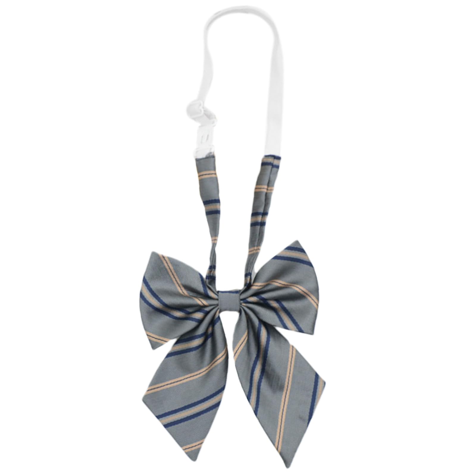 Navna Polyester Silk Pre-Tied Neck Tie Japanese JK Girl Gray Striped Necktie Korean School Student Uniform Bowtie Bowknot