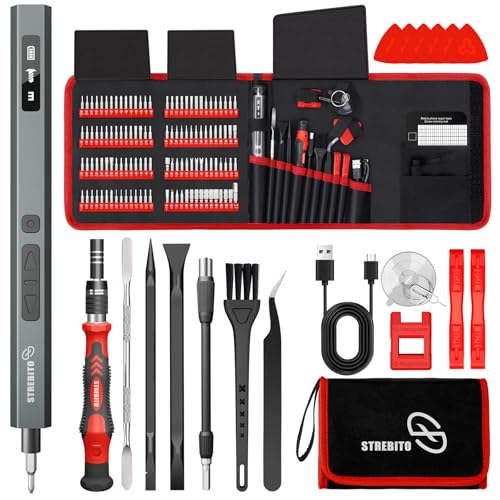 Image of STREBITO 144-Piece Upgraded Electric Screwdriver, Max 0.7 N.m, 120 Magnetic Bits, 5-gear Torque Adjustment, Precision Screwdriver Set, Repair Tool Kit for Tech, Electronics and PC