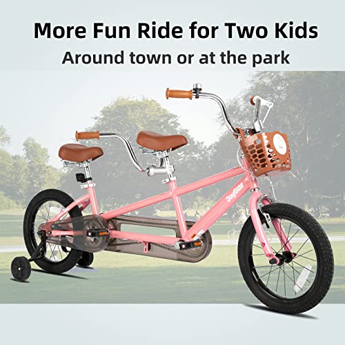 Joystar Kinbro Tandem Bike For Girls, Two Seater Twin Bike For 4 5 6 7 Years Girls, 16 Inch-Wheels, Kids Tandem Bicycle Ride For Two Kids, Kids Girls Bike #TOP4