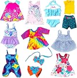 UNICORN ELEMENT 10 Sets Alive Baby Doll Clothes and Accessories Fit 12 Inch Baby Girl Doll ,Set Included Dresses, T-Shirts, Pants, Jumpsuit,Swimsuit-Best Gift for Girls