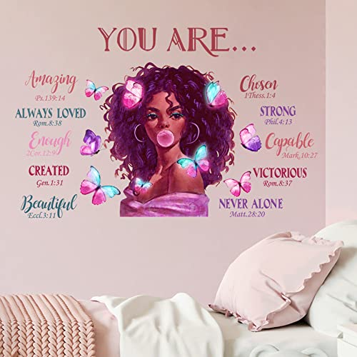 Mfault Black Girl Magic Inspirational Quote Wall Decals Stickers, Religious African Positive Decoration American Afro Woman Bedroom Art, Motivational Teen Home Room Decor #TOP5