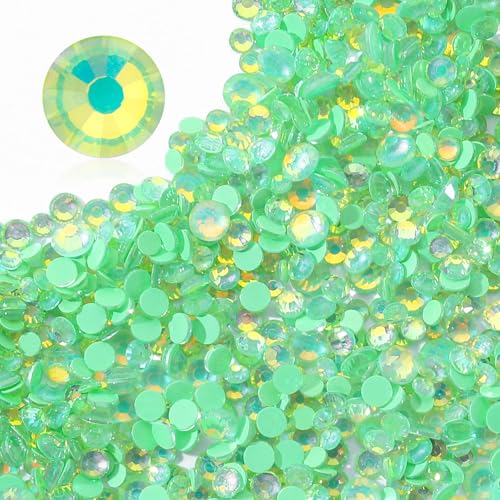 Image of F Green Flatback Rhinestones, Glass Rhinestones for Nail Art and Craft, Glue Fix, Loose Crystal Gemstones(F Green, SS8, 1440pcs, 2.3-2.5mm)