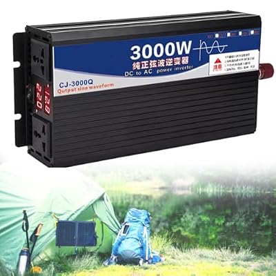 3000W 4000W 5000W Pure Sine Wave Power Inverter 12V 24V 48V DC to 110V 120V AC Transformer Converter with 2 Outlets for Rv,Travel,Outdoor Picnic,Boat Yacht,Camping(3000W,60V to 110V)