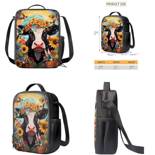 AmzPrint 4 In 1 Highland Cow Backpack Set For Girls Bookbag And Lunch Box Set For Elementary Middle School Backpack Set Of 44