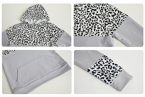 Haloumoning Kids Girls Pullover Hoodies Cute Leopard Printed Hooded Sweatshirts with Pockets 4-15 Years - Image 5