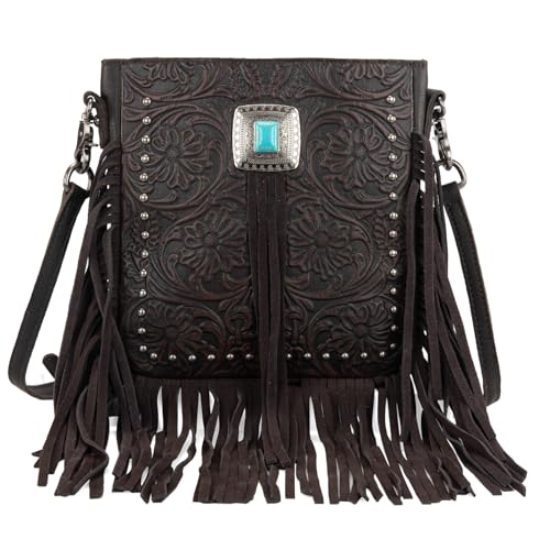 Montana West Western Small Purses for Women Crossbody Bag Fringe Purse Leather Women's Shoulder Tooled Handbags