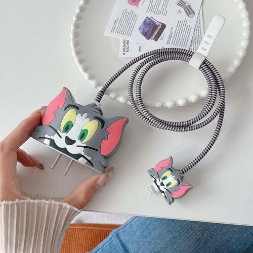 Image of Sounce Tom Charger Protective Case for iPhone 18W & 20W Charger and Wire Protector for Lightning Cable - Charger Protective Cover, Protection Sleeve, Cord Saver for Earphone (Charger Not Included)
