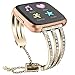 MVRYCE Versa Uhrenarmband, Bling Crystal Edelstahl Uhrenarmband mit Verstellbarem Schloss Schiebeschmuck Ersatz Armband Kompatibel für Fitbit Versa/Versa 2 / Versa Lite (Gold)