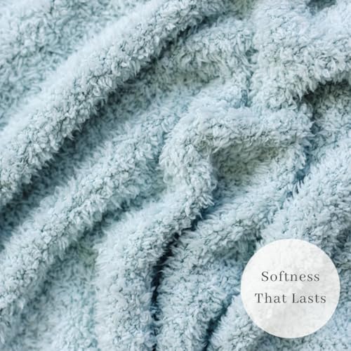 Image of SARANONI Bamboni Luxury Throw Blanket | Oversized Super Soft Plush Home Decorative Comfy Blankets for Couch or Bed | Sky Blue - X-Large 60 inch x 80 inch