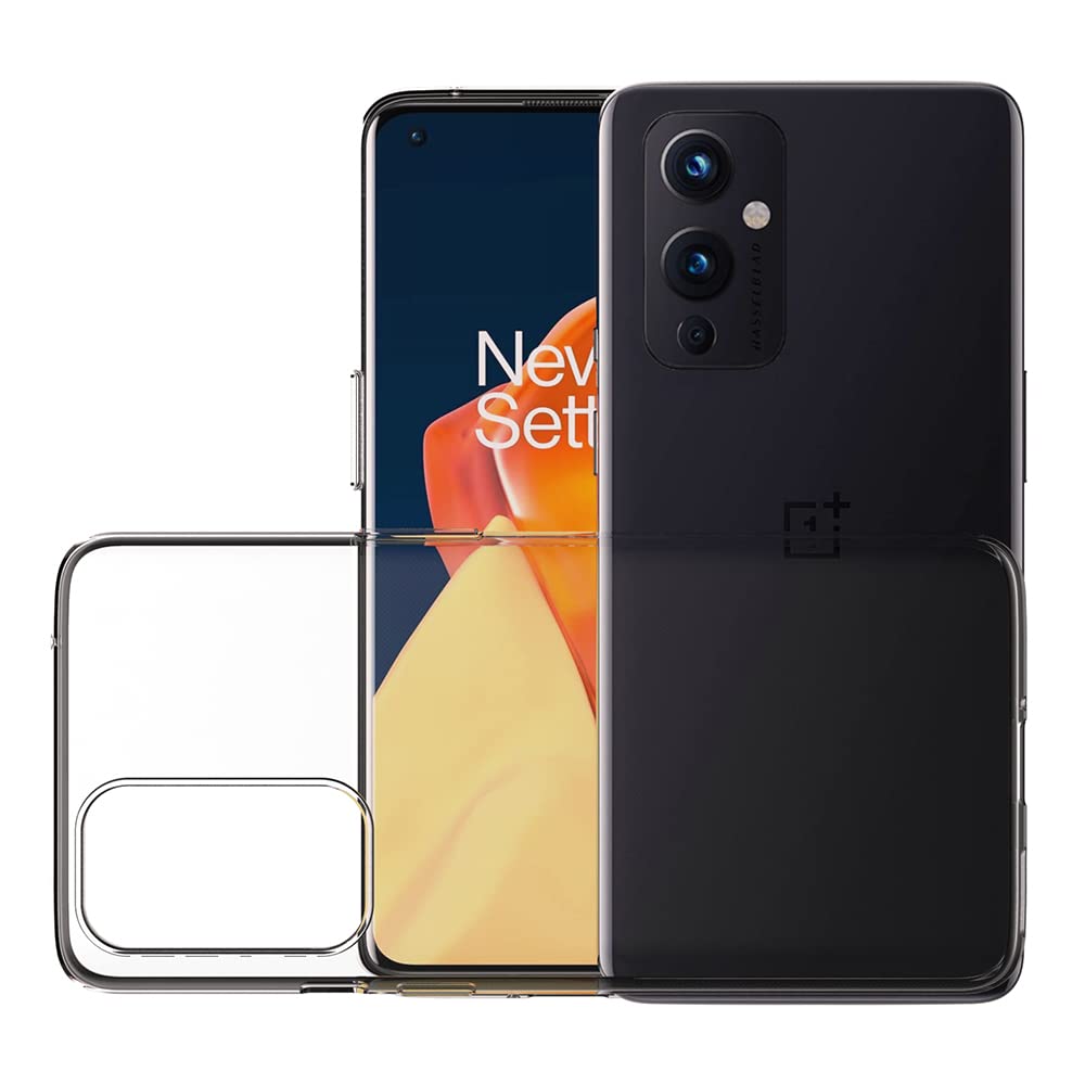 AICEK Compatible con OnePlus 9 Cover, Trasparente Silicone Custodia per OnePlus 9 Cover Protettiva Molle di TPU Bumper Case Sottile