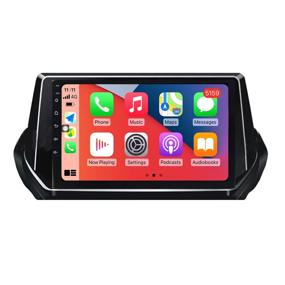 RoverOne Autoradio CarPlay pour Peugeot 2008 208 2019 2020 2021 2022 Android Auto Écran Tactile Bluetooth WiFi Radio Player
