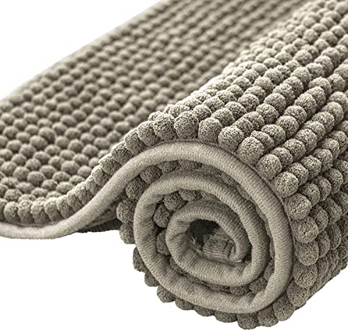 subrtex Tapis de Bain Extra Absorbant Tapis pour Sortie de Douche en Microfibre Chenille Lavable en Machine (40×60cm, Gris Brun)