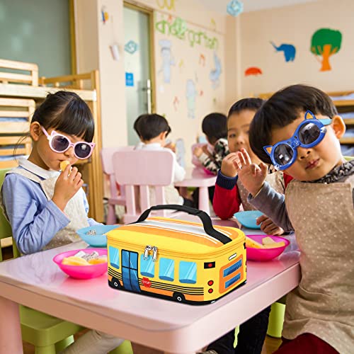 Ledaou Lunch Box Kids Boys Girls Cute Insulated Lunch Box Reusable Lunch Bag Meals Tote Lunchbox For School Picnic Travel (Bus Yellow) #TOP1