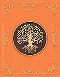  Notebook Golden Hand Drawn Tree Life Luxury Pattern Orange (Pantone) Background Cover Lined Journal: College Ruled 110 Pages - Large 8.5x11 inches (21.59 x 27.94 cm), A4 Size
