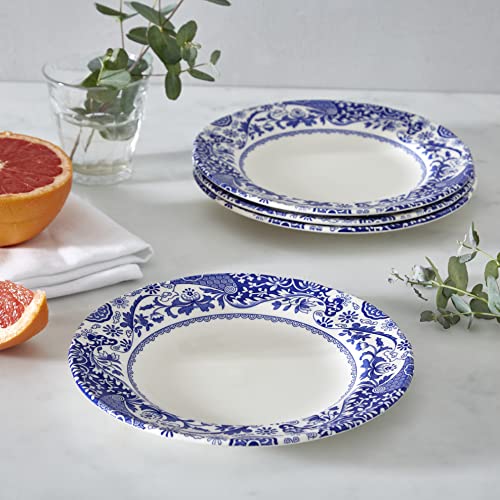 Spode x Brocato Set of 4 Blue Italian Dinner Plates, Quality Earthenware, Brocato Motif with Blue and White Oriental Border - Image 4