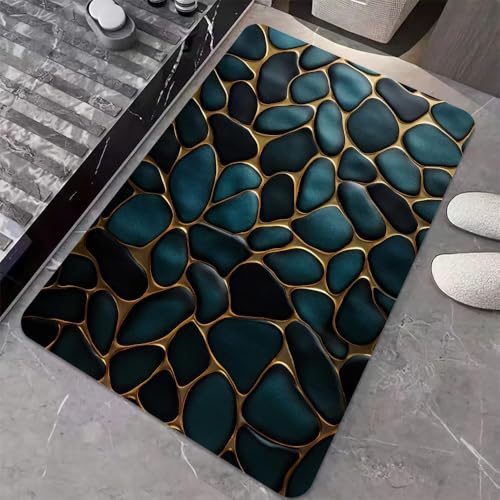 Image of FIGMENT 3D Anti-Slip Water Absorbent Bathroom Mat | Quick Dry Rectangular Bath Mat for Home, Kitchen Doorway, Office & Entryway Use | Soft, Odour-Free & Easy Clean Floor Mat (60x40 cm)