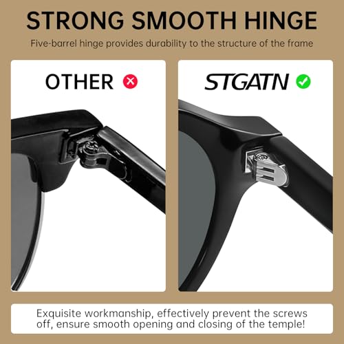 Image of STGATN Retro-Inspired Polygon Men's Sunglasses - Vintage Frame, Polarized UV Protection ST3534