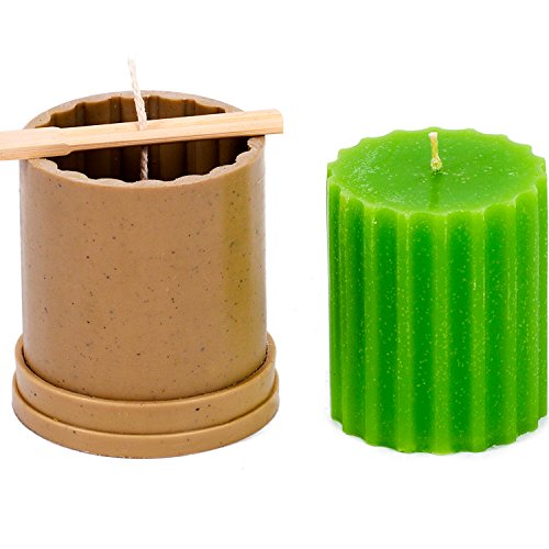 Сylinder Rib Mold - Height: 3.1 in, Width: 2.7 in - 30 ft. of Wick Included as a Gift - Plastic Candle molds for Making Candles