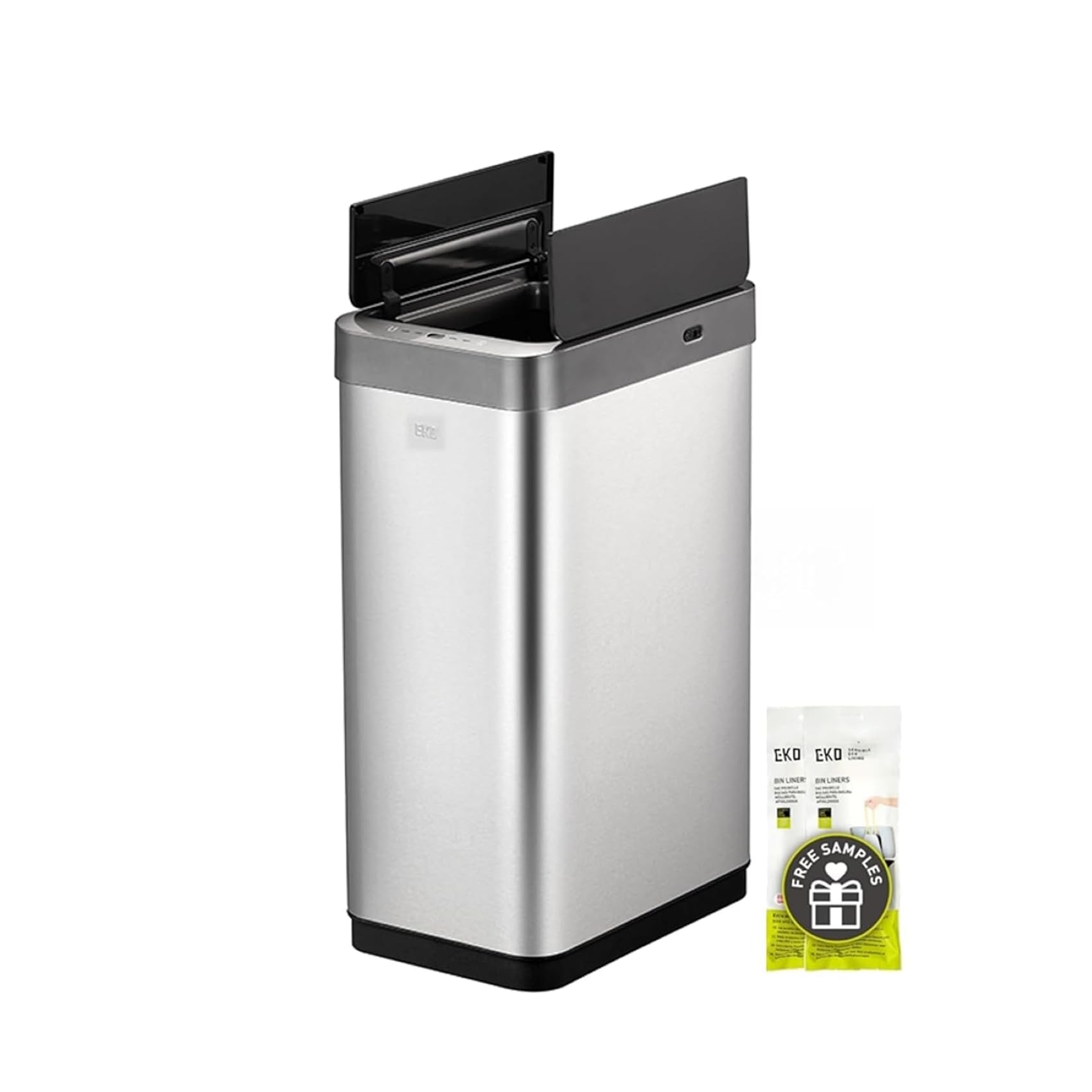 EKO Pattumiera Cucina Automatica 50L Phantom-T | Sensore Touchless Verticale | Acciaio Inox Spazzatura Antimpronta | Chiusura Silenziosa Bagno