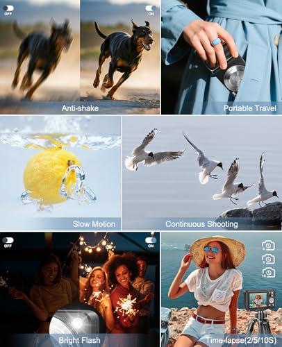 5K Digital Camera for Photography, 64MP Touchscreen WiFi Camera with Autofocus 6X Optical & 16X Digital Zoom, Dual-Lens Vlogging Camera for YouTube Video Anti-Shake, Travel Compact Camera with Flash