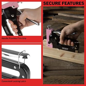 Light Duty Staple Gun - Fabric Stapler Gun for Crafts, Cardboard, Bulletin Boards or Classroom with 600 Standard 4-14mm Staples - Pink Stapler with Staples and Plastic Carrying Case by Stalwart