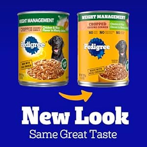 Pedigree Chopped Ground Dinner Weight Management Wet Dog Food Chicken & Rice Dinner in Meaty Juices, 13.2 oz. Cans 12 Count Pedigree Chopped Ground Dinner Weight Management Wet Dog Food Chicken Rice Dinner in Meaty Juices 132 oz Cans 12 Count