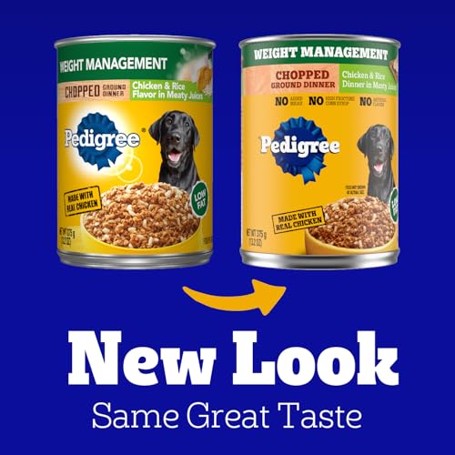 Pedigree-Chopped-Ground-Dinner-Weight-Management-Wet-Dog-Food-Chicken-Rice-Dinner-in-Meaty-Juices-132-oz-Cans-12-Count Pedigree Chopped Ground Dinner Weight Management Wet Dog Food Chicken Rice Dinner in Meaty Juices 132 oz Cans 12 Count