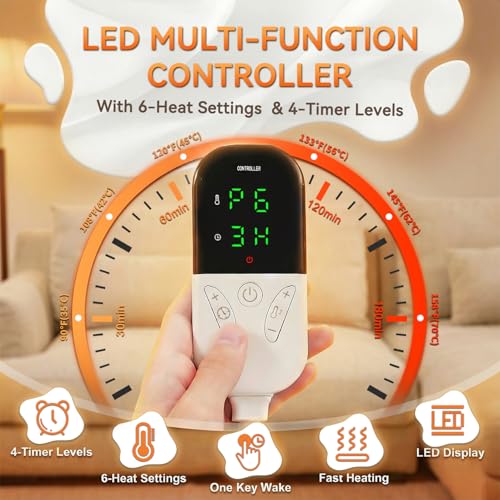 Image of King Size Heating Pad for Back Pain 32 inchx24 inch Extra Large Electric Heating Pad for Period Cramps Relief & Body Neck Shoulder Auto Shut Off Heat Pad Temperature Settings Machine Washable Purple