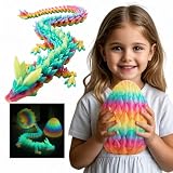 Picture of 19 Inch Glow-in-the-Dark Dragon Egg Toy with Articulated Dragon, Rainbow