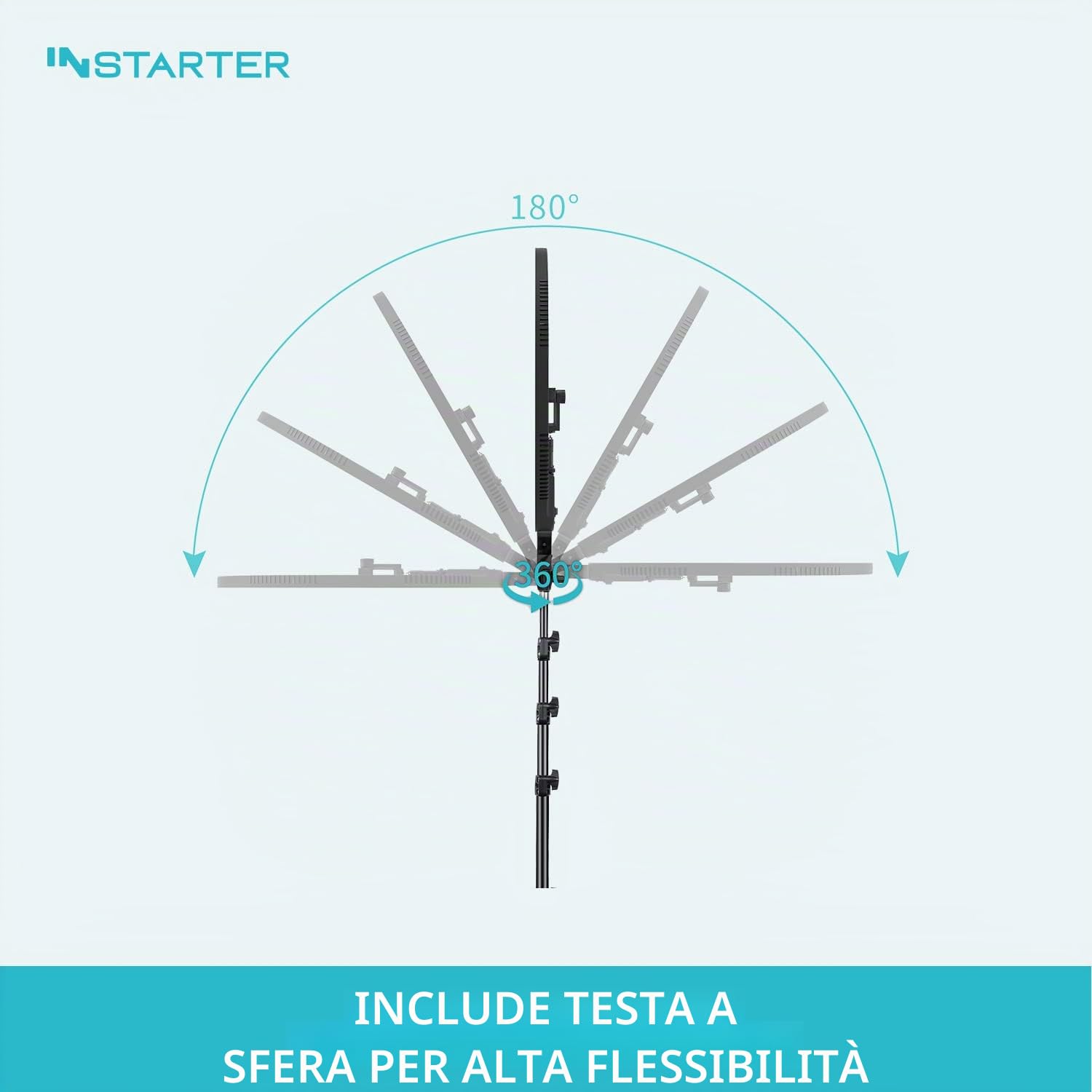 Ring light a LED con treppiedi, Luce ad anello orientabile a 180°, Lampada per video da 60 W bicolore, illuminazione regolabile