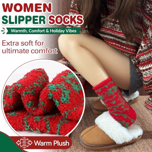 Image of Fuzzy Slipper Socks Thick Fluffy Warm Winter Cozy Plush Soft Sleep Home Socks for Women Men