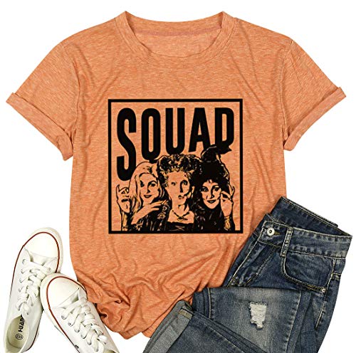 Sanderson Sister Squad Cute T Shirt Halloween Graphic Tees for Women Hocus Pocus Funny Shirts Fall Casual Tops3