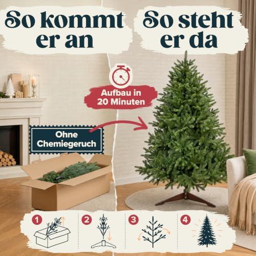 Weihnachtsbaum künstlich 180cm 100% PE Spitzen – TESTSIEGER – Naturgetreu, dichte Zweige… – Ansicht 6