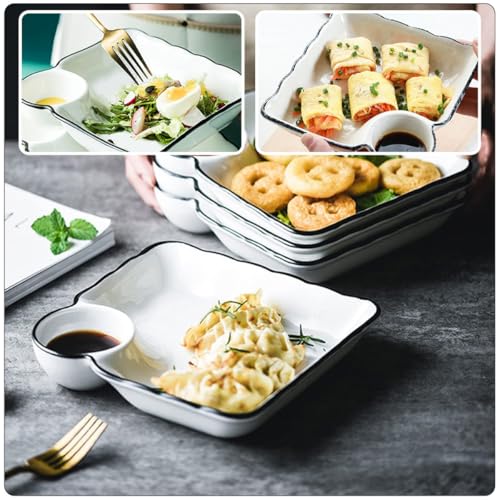 Set de 2 platos cuadrados de cerámica estilo japonés miniatura 6