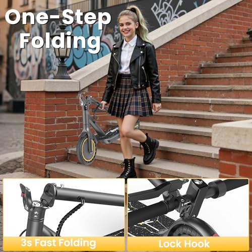 Image of WERHY Foldable Kids Electric Scooter, 350W Motor, Max 12 /16Miles Long Range, 19 MPH Max Speed, 8.5 inch Solid Tire, Lightweight Foldable E-Scooter with Dual Braking, Digital Display, Cruise Control