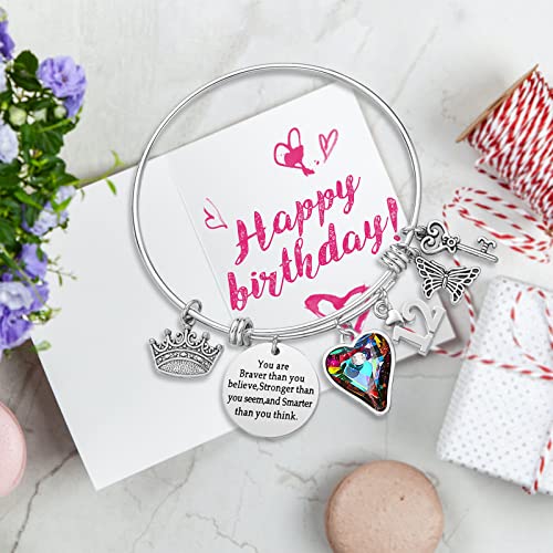 Image of Silver /14k Gold Plated Birthday Bracelet, Natural Healing Crystal Bracelet Gifts for Her Birthday for Daughter Granddaughter Friends Mom Grandma Sister