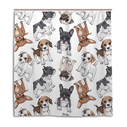 Rideau de douche chiots polyester lavable pour en finir avec l'humidité