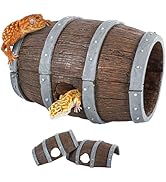 REPTI ZOO Gecko Magnetic Reptile Hide Cave, 2 in 1 Barrel Log & Tunnel Reptile Hideout for Bearde...