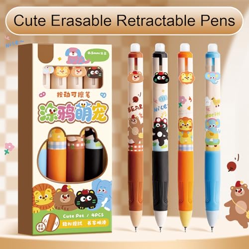 4 Bolígrafos Retráctiles de Tinta Gel Borrable 0.5mm Negro miniatura 5