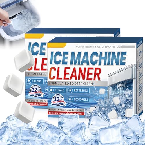 24 Pieces Ice Machine Cleaner, Highly Efficient Cleaning Tablets for Ice Machines, Prolong the Life of Your Ice Cream Maker Machine, Deep Cleaning