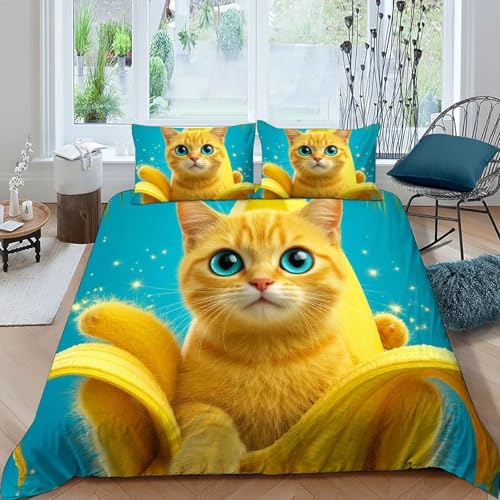 Banana Cat housse de couette animaux pour chambre d'ado dynamique