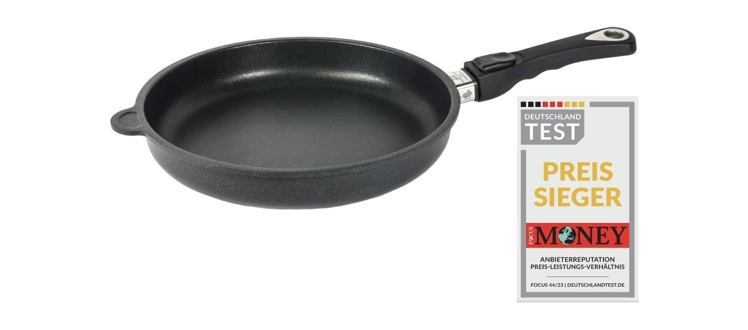 AMT Gastroguss Lotan® AMZN-I-526-Z20B Frying Pan Diameter 26 cm Height 5 cm Removable Handle Suitable for Induction Cookers Non-Stick Coating Cast Aluminium