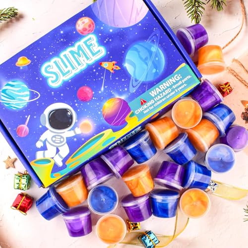 Galaxy Slime 24 Pack – Blue, Gold & Purple Slime Party Favors, Non-Sticky, Valentines Slime Kit for Classroom Prizes, Christmas Stocking Stuffers, Goodie Bag Stuffers,Easter Basket Stuffers for Kids - Image 4