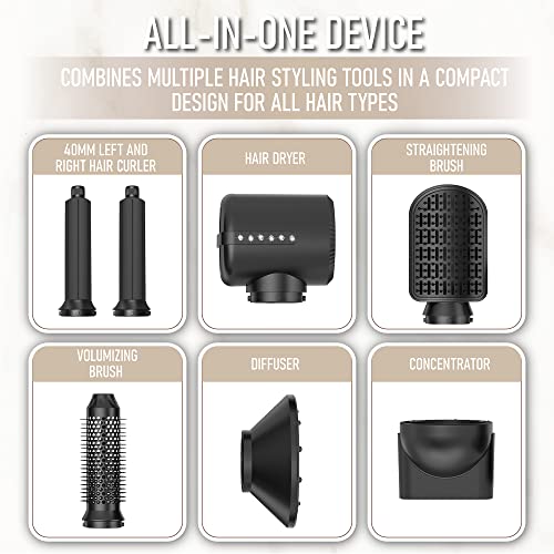Ilumin Ionic Air Styling High Speed Blow Dryer Hair Wrap System - 7 In 1 Hair Styling Tools - Diffuser, Curler, Volumizer, Straightening Brush - Air Flex Wrap Curling - Hot Hair Brush, Dupes #TOP1