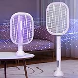 XUNIVERS Elektrische Fliegenklatsche extra stark 4000V 2 in 1 USB C mit Akku Aufladbar Elektro Mückenklatsche mit UV Lichtfalle Weiß für den Innen- und Außenbereich