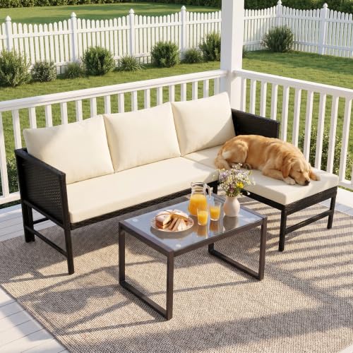 3-Piece Wicker Outdoor Sectional for Small Spaces