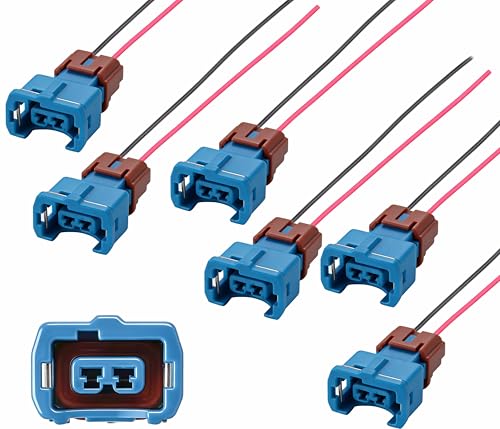 6PCS 1 Hole Fuel Injector Harness Connector Plug Compatible with Nissan Pathfinder 1990-1995,D21 Pickup 1990-1994,Quest 1993-1995,Mercury Villager 1993-1995 3.0L V6,OE# 16600-88G10 JS20-1 JS201
